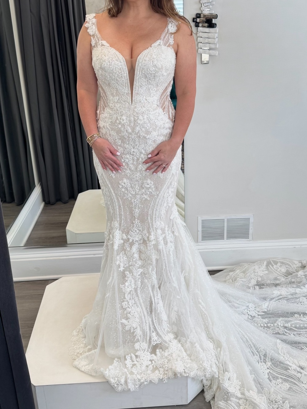 Martina Liana 1338 - Off-Shoulder Fully Beaded Lace Mermaid Wedding Dress Ivory - Picture 6 of 8